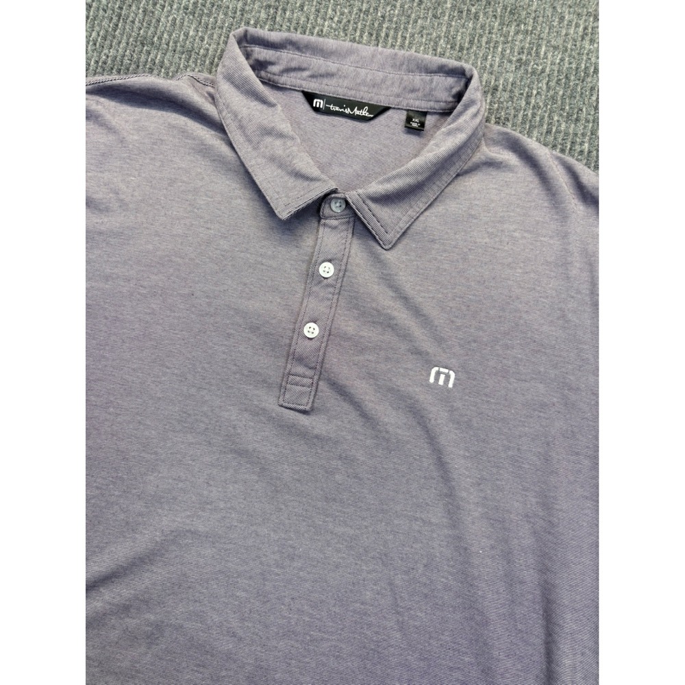 TravisMathew Mens XXL Purple Micro Stripe Pima Cotton Blend Polo Shirt Golf Top